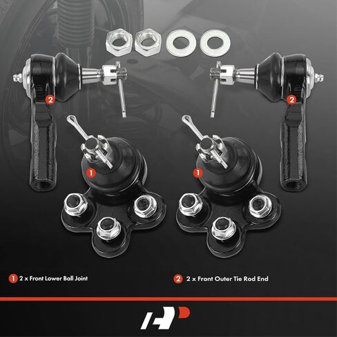 A-Premium Set of 4, Front Lower Ball Joint, Outer Tie Rod End, Compatible with Chevrolet Equinox 2005-2009, Saturn Vue 2002-2009, Pontiac Torrent 2006-2009 in Saudi Arabia