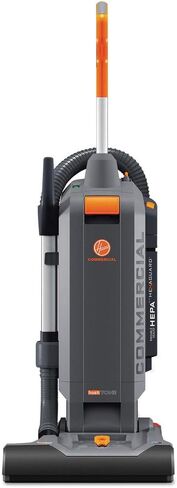 Hoover Commercial HushTone 13-Inch 2-Speed Upright Vacuum Cleaner with IntelliBelt Quiet Bagged HEPA Filtered Professional Rated, 40-Foot Long Cord, CH54113, Gray/Orange in Saudi Arabia