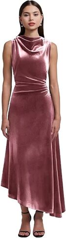 Velvet High-Low Fall Wedding Guest Dresses for Women 2025 Sleeveless Pleated Mermaid Maxi Formal Cocktail Gown in Saudi Arabia