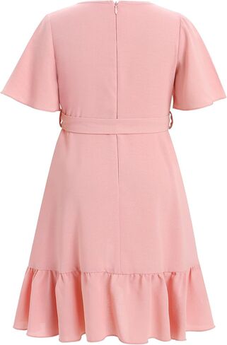 فستان AWIBMK Boho Mommy and Me للعطلات الصيفية كاجوال بأكمام مكشكشة ورقبة على شكل حرف v متوسطة الطول على شكل حرف a فساتين عالية ومنخفضة مع حزام in Saudi Arabia