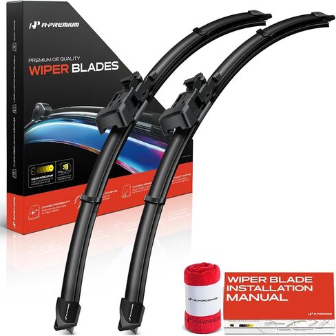 A-Premium Pack of 2 Windshield Wiper Blades with Wear Indicator & Towel - Compatible with Ford Escape 2020-2024, Mach-E Series Mustang 2021-2024 - 24" and 20", TL2 Connector, Left and Right in Saudi Arabia