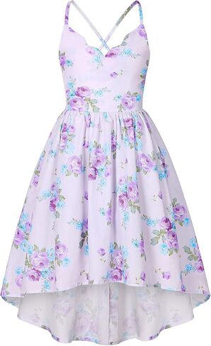 Jetfree Girls Dress Summer Halter Dress Off Shoulder Girls Party Sundress Cold Swing Cassual Formal Dresses in Kuwait