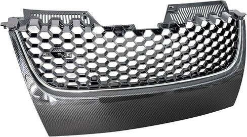 Front Bumper Grille Carbon Fiber Print Upper Hex Mesh Upper Grill Comptble with 2006-2009 VW Volkswagen GTI GLI Jetta MK5, W/o Hole in Saudi Arabia