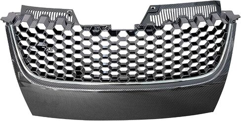 Front Bumper Grille Carbon Fiber Print Upper Hex Mesh Upper Grill Comptble with 2006-2009 VW Volkswagen GTI GLI Jetta MK5, W/o Hole in Saudi Arabia
