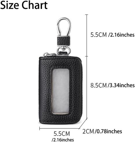 1 Piece Car Key Case Faux Leather Car Key Chain Holder with Metal Hook and Keyring Zipper Bag(Light Blue) in Saudi Arabia