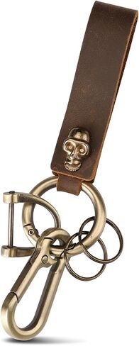 Teskyer Leather Car Keychain, Key Chain with Anti-Lost D-Ring for Men Women, Stylish Key Holder in Saudi Arabia