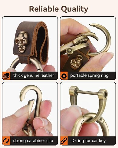 Teskyer Leather Car Keychain, Key Chain with Anti-Lost D-Ring for Men Women, Stylish Key Holder in Saudi Arabia