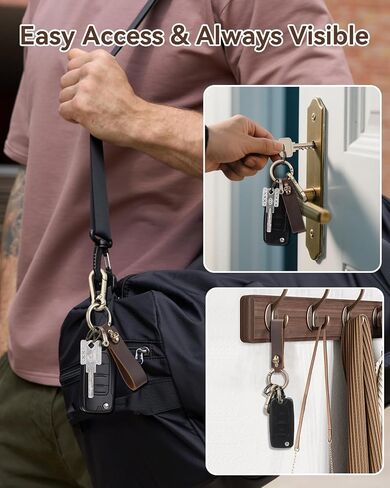 Teskyer Leather Car Keychain, Key Chain with Anti-Lost D-Ring for Men Women, Stylish Key Holder in Saudi Arabia
