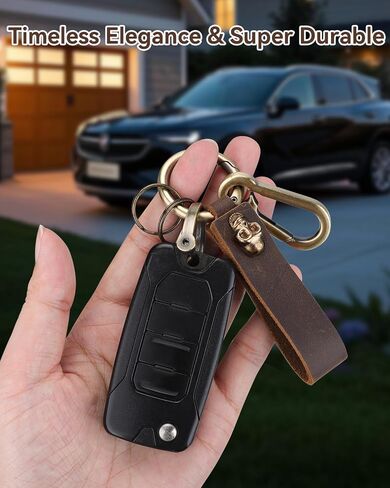 Teskyer Leather Car Keychain, Key Chain with Anti-Lost D-Ring for Men Women, Stylish Key Holder in Saudi Arabia