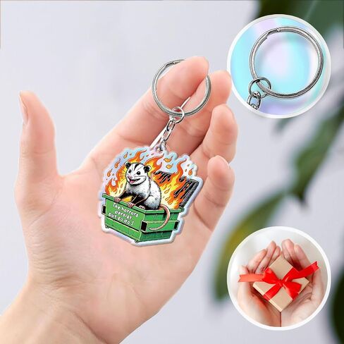 Nurse Keychain, Cute Opossum Decor Acrylic Emotional Support Keychain Inspirational Opossum Gifts for Motorcycles Cars Backpack Handbag -2 in Kuwait