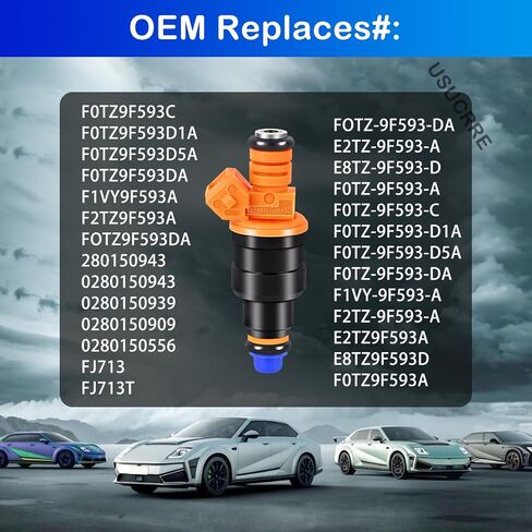محاقن الوقود المحدثة المتوافقة مع Ford E-150 2003 4.6L/5.4L V8، لـ E-350 Super Duty 1999-2003، للرحلة 2000-2004، لـ Lincoln Navigator 1998-1999 8 Pack Yellow 0280150943 in Kuwait