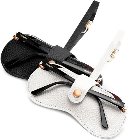 FEISEDY 2Pack Soft Leather Sunglasses Case - Slim Portable Eyeglass Holder-Closure Wrist Strap for Travel & Outdoor in Saudi Arabia