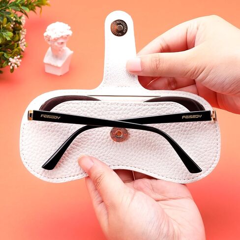 FEISEDY 2Pack Soft Leather Sunglasses Case - Slim Portable Eyeglass Holder-Closure Wrist Strap for Travel & Outdoor in Saudi Arabia