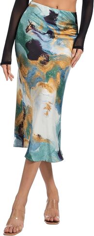 النساء الطويل الساتين تنورة الحرير الأنيقة عالية الخصر كوكتيل حفل زفاف in Kuwait