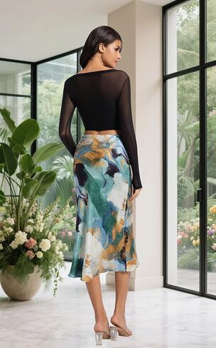 النساء الطويل الساتين تنورة الحرير الأنيقة عالية الخصر كوكتيل حفل زفاف in Kuwait