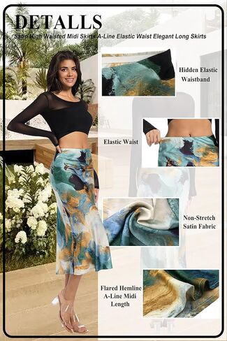 النساء الطويل الساتين تنورة الحرير الأنيقة عالية الخصر كوكتيل حفل زفاف in Kuwait