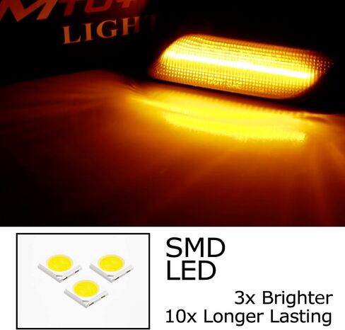 iJDMTOY عدسة مدخنة كهرمانية كاملة LED شريط مصابيح جانبية للحاجز متوافقة مع 1996-02 BMW Z3 Roadster المكشوفة، Z3-M كوبيه، مدعومة بـ 40-SMD LED، استبدل OEM العنبر/العلامات الجانبية الشفافة in Saudi Arabia