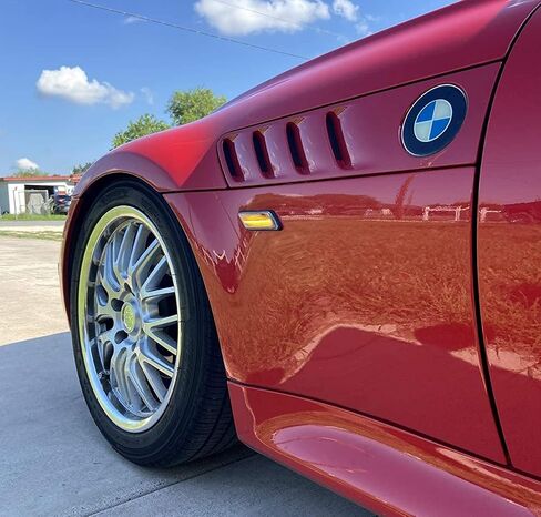 iJDMTOY عدسة مدخنة كهرمانية كاملة LED شريط مصابيح جانبية للحاجز متوافقة مع 1996-02 BMW Z3 Roadster المكشوفة، Z3-M كوبيه، مدعومة بـ 40-SMD LED، استبدل OEM العنبر/العلامات الجانبية الشفافة in Saudi Arabia