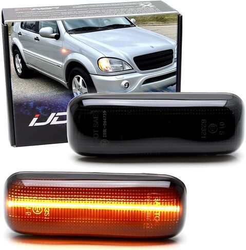 iJDMTOY Semi-Clear Lens Amber Full LED Strip Illuminated Fender Side Marker Turn Signal Indicator Lights Compatible With 1998-2003 Mercedes W163 ML320 ML430 ML55 AMG in Saudi Arabia