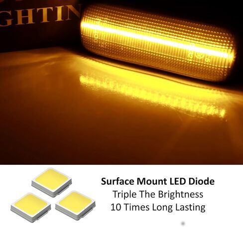 iJDMTOY Semi-Clear Lens Amber Full LED Strip Illuminated Fender Side Marker Turn Signal Indicator Lights Compatible With 1998-2003 Mercedes W163 ML320 ML430 ML55 AMG in Saudi Arabia