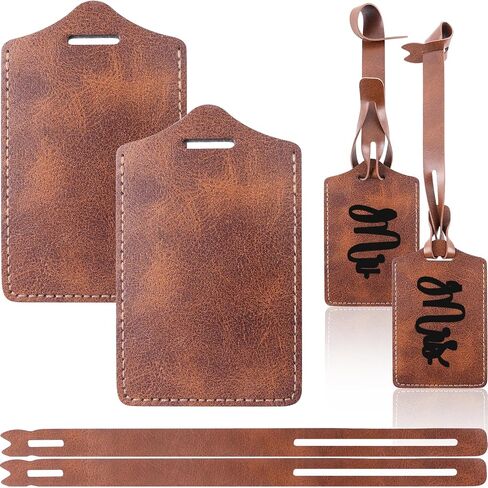 30 Sets Brown Luggage Tags Laser Engraving Material - Ideal Laserable Engravable Faux PU Leather Gift - Lasable Leatherette Name ID for Suitcases Bag Backpack to Easily Distinguish during Trip in Kuwait