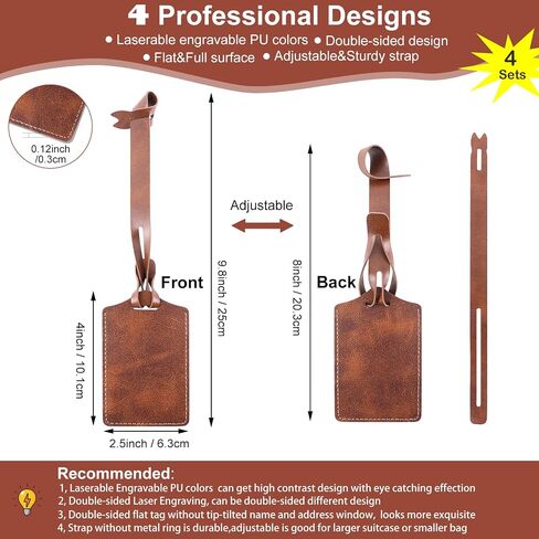 30 Sets Brown Luggage Tags Laser Engraving Material - Ideal Laserable Engravable Faux PU Leather Gift - Lasable Leatherette Name ID for Suitcases Bag Backpack to Easily Distinguish during Trip in Kuwait
