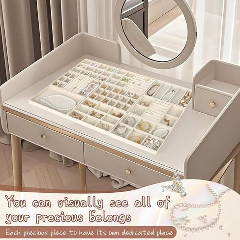 12pcs Stackable Jewelry Organizer, Velvet Jewelry Drawer Storage Organizers Tray with Removable Dividers, Jewelries Storage Display Case for Earring Necklace Bracelet Ring in Saudi Arabia