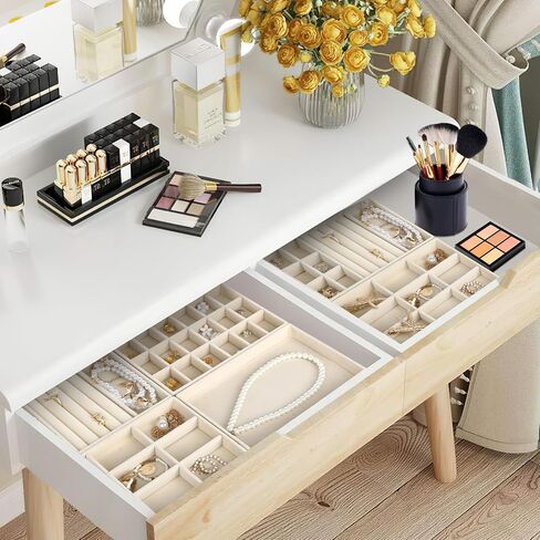 12pcs Stackable Jewelry Organizer, Velvet Jewelry Drawer Storage Organizers Tray with Removable Dividers, Jewelries Storage Display Case for Earring Necklace Bracelet Ring in Saudi Arabia