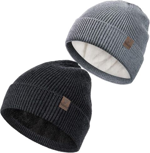 Winter Beanies Hats for Men Women, 2-Pack Soft Fleece Lined Beanie, Insulated Ski Stocking Cap for Cold Weather in Saudi Arabia