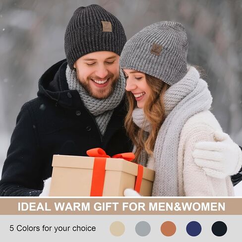 Winter Beanies Hats for Men Women, 2-Pack Soft Fleece Lined Beanie, Insulated Ski Stocking Cap for Cold Weather in Saudi Arabia