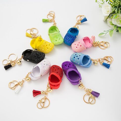 Cute Mini Shoe Charm Keyring Keychains Bling Bling Rhinestone Imitation Shoe Keychain in Saudi Arabia