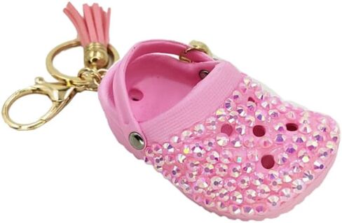 Cute Mini Shoe Charm Keyring Keychains Bling Bling Rhinestone Imitation Shoe Keychain in Saudi Arabia