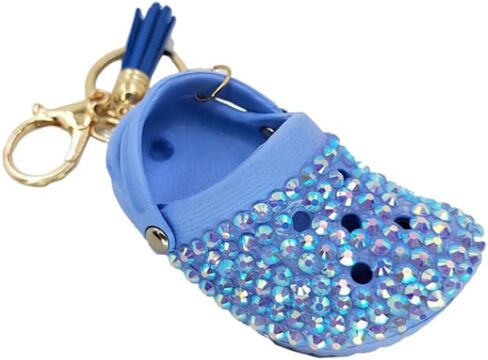 Cute Mini Shoe Charm Keyring Keychains Bling Bling Rhinestone Imitation Shoe Keychain in Saudi Arabia