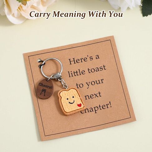 Bread Toast Keychain Coworker Leaving Gifts for Women, New Job New Beginnings Farewell Gift Divorce Retirement College Congratulations Gift Going Away Gifts for Coworkers Women Friends Her in Saudi Arabia