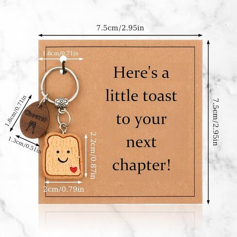 Bread Toast Keychain Coworker Leaving Gifts for Women, New Job New Beginnings Farewell Gift Divorce Retirement College Congratulations Gift Going Away Gifts for Coworkers Women Friends Her in Saudi Arabia
