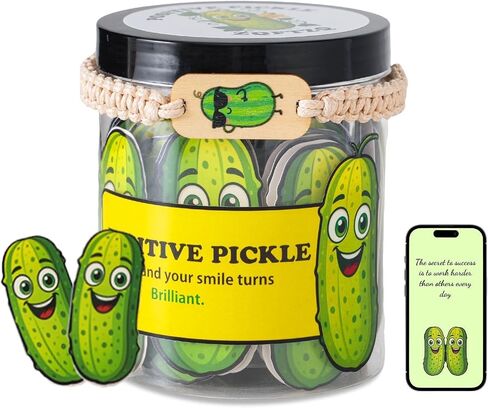 60 Positive Pickle Cards Jar – Funny Encouragement Notes for Daily Motivation, Uplifting Gifts for Women, Men, Friends | Quirky Positive Affirmations & Desk Pick-Me-Up Jar in Kuwait