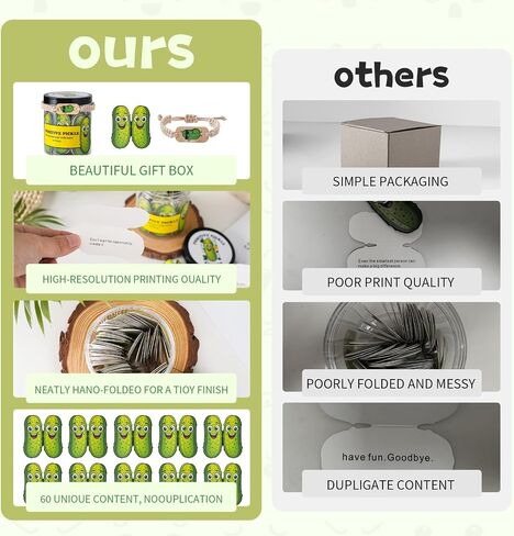 60 Positive Pickle Cards Jar – Funny Encouragement Notes for Daily Motivation, Uplifting Gifts for Women, Men, Friends | Quirky Positive Affirmations & Desk Pick-Me-Up Jar in Kuwait