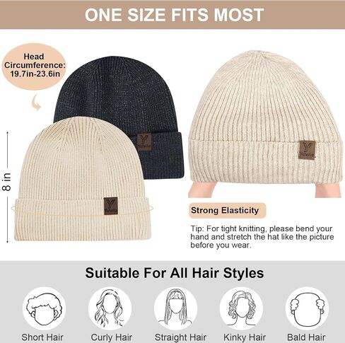 Winter Beanies Hats for Men Women, 2-Pack Soft Fleece Lined Beanie, Insulated Ski Stocking Cap for Cold Weather in Saudi Arabia