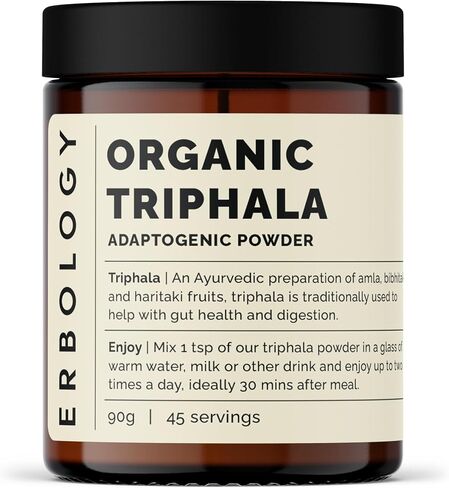 Erbology 100% Organic Tulsi Powder 90g - 90 Servings - Holy Basil - Calm and Mood - Straight from Farm - Raw, Vegan and Gluten-Free - Non-GMO - No Additives or Preservatives - Recyclable Glass Jar in Kuwait