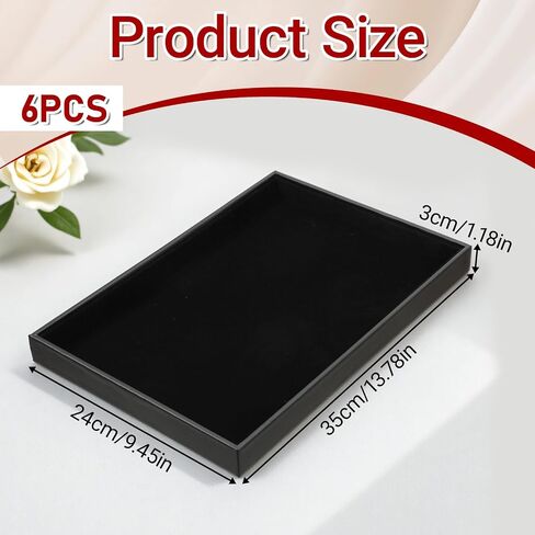 6 Pack Black Velvet Jewelry Trays, Stackable Jewelry Tray Organizer for Necklace, Bracelet, Ring, Earring Display, Large Organizer Empty Plate for Drawers and Countertops in Saudi Arabia