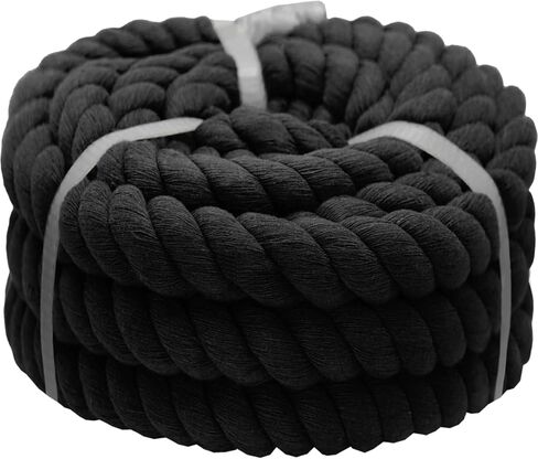 Natural Cotton Rope 1 Inch x 10 Feet Thick Black Rope for Tug of War,Outdoor Sports,Swing,Home Decoration in Saudi Arabia