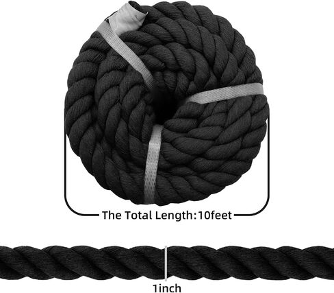 Natural Cotton Rope 1 Inch x 10 Feet Thick Black Rope for Tug of War,Outdoor Sports,Swing,Home Decoration in Saudi Arabia