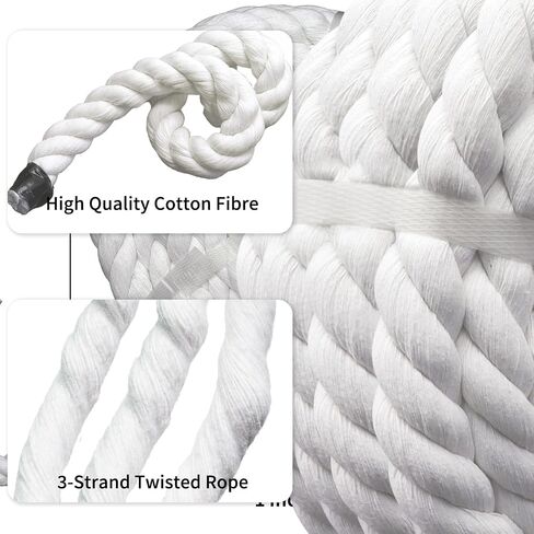 Natural Cotton Rope 1 Inch x 10 Feet Thick Black Rope for Tug of War,Outdoor Sports,Swing,Home Decoration in Saudi Arabia