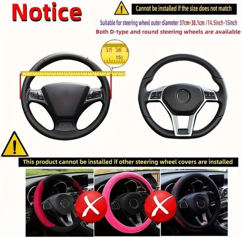Luxurious PU Leather Steering Wheel Cover - 3D Comfort, No Inner Ring, Car Accessories, Gray in Saudi Arabia