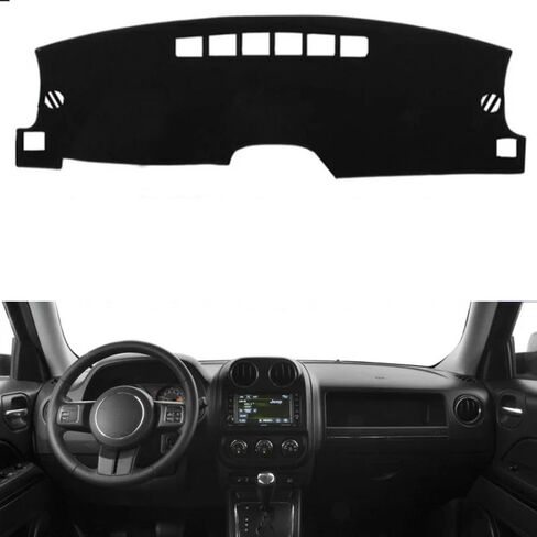 Car Dashboard Cover Mat Sunshade Nonslip Protector No Glare for Jeep Patriot 2010-2014 2015 2016 2017 for Compass 2011-2014 2015 2016 2017 Automotive Interior, Black in Saudi Arabia