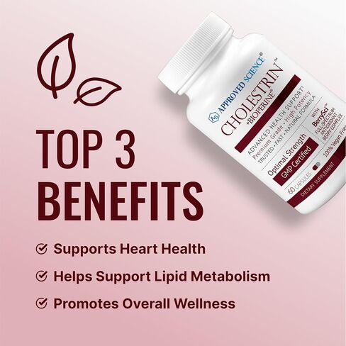 Approved Science Cholestrin - Lipid Level Support - Antioxidants, Lecithin, Berberine HCL, Berries, BioPerine - 60 Capsules - Made in USA in Saudi Arabia