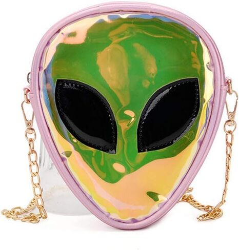 Holographic Alien Pattern Crossbody Bag Glitter Shoulder Purse with Chain Strap for Boys Girls Women Men in Kuwait