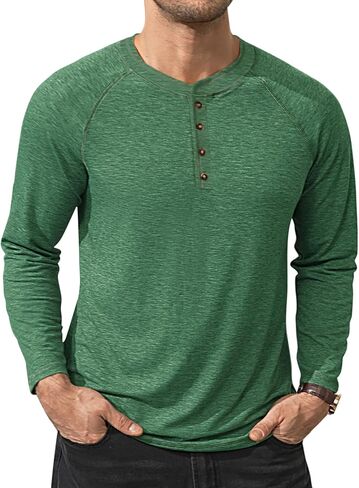 Henley Shirts for Men Long Sleeve, Mens T-Shirts Casual Shirts Button Lightweight Pullover Shirts Basic Tees in Saudi Arabia
