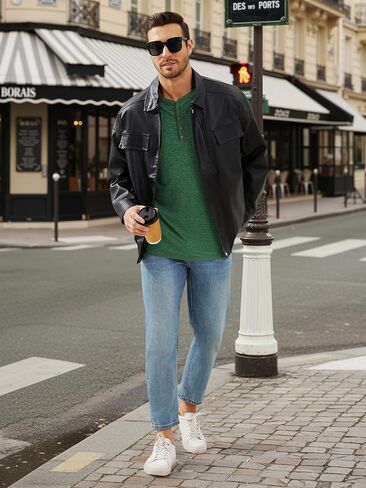 Henley Shirts for Men Long Sleeve, Mens T-Shirts Casual Shirts Button Lightweight Pullover Shirts Basic Tees in Saudi Arabia