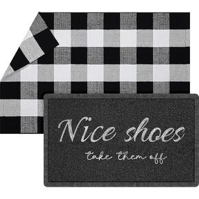 Geelin 2 Pcs Front Door Mats 30'' x 18'' Welcome Mat and 43'' x 27.5'' Entrance Buffalo Checkered Rug for Indoor Outdoor Coir Doormat for Home Entrance Outside Entrance Decorative (Hi) in Kuwait